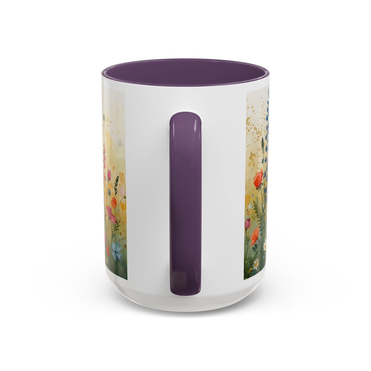 Floral Meadow Accent Coffee Mug — Watercolor Wildflower 11/15oz
