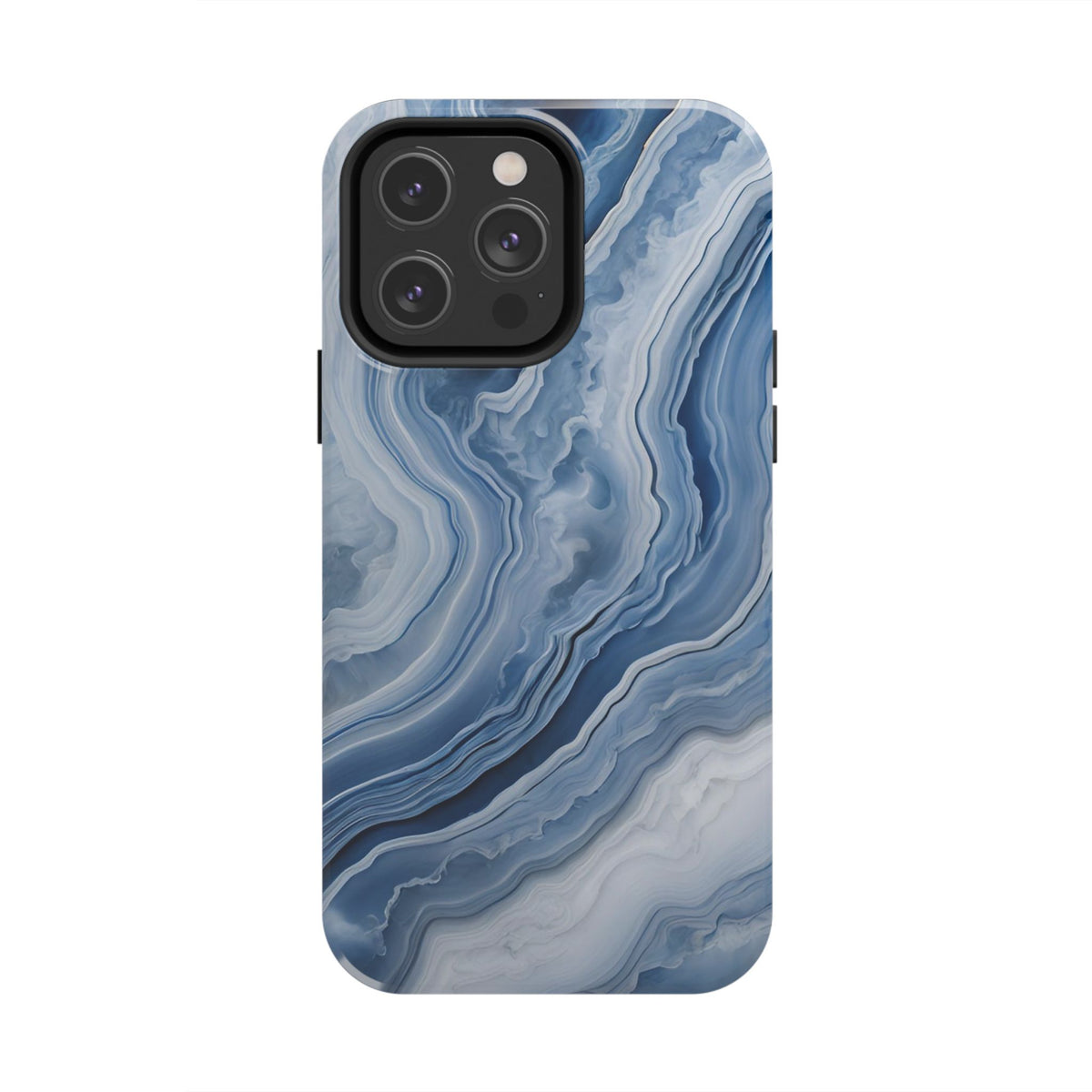 Blue Lace Agate Tough Phone Case — Marble Stone Protective Phone Cover