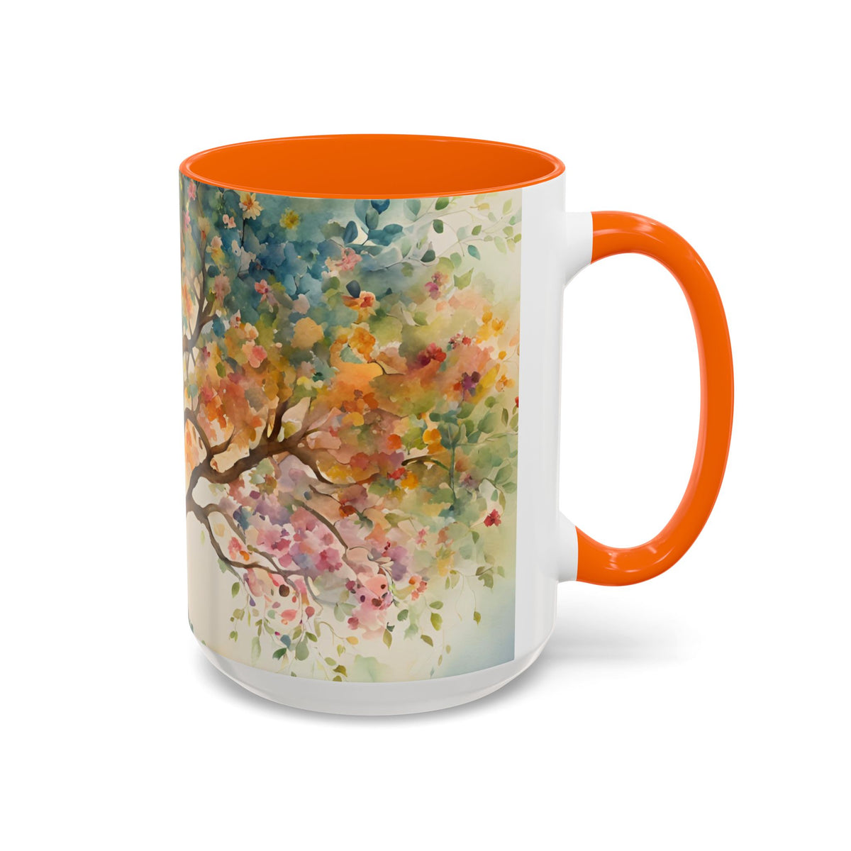 Watercolor Tree Accent Coffee Mug — Colorful Nature Art 11/15oz