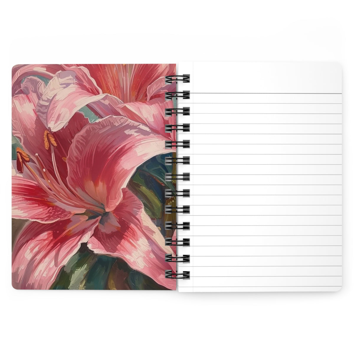 Pink Lily Floral Spiral Bound Journal
