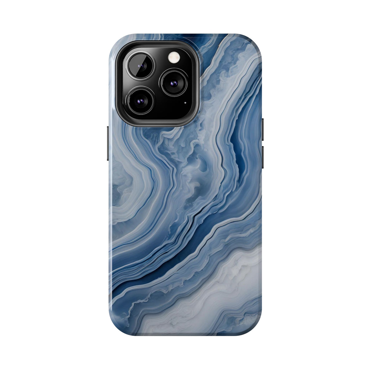 Blue Lace Agate Tough Phone Case — Marble Stone Protective Phone Cover