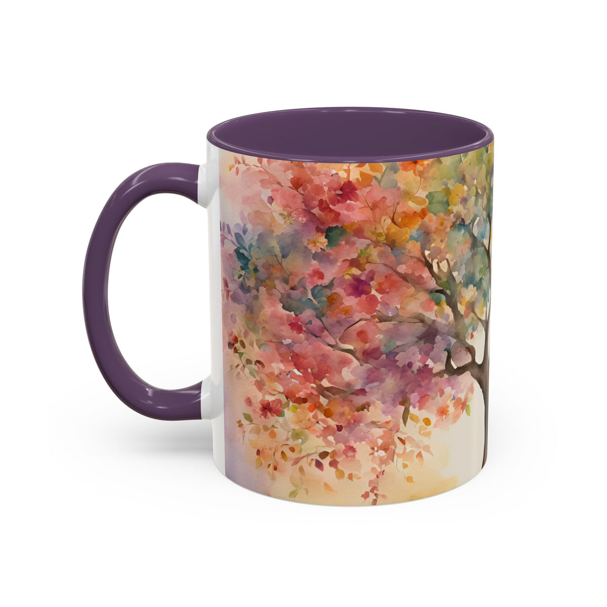 Watercolor Tree Accent Coffee Mug — Colorful Nature Art 11/15oz