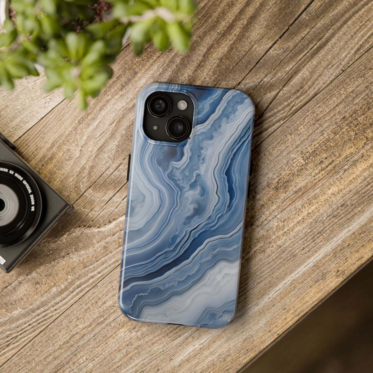 Blue Lace Agate Tough Phone Case — Marble Stone Protective Phone Cover