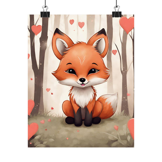 Cute Fox Forest Poster — Adorable Woodland Nursery Wall Art