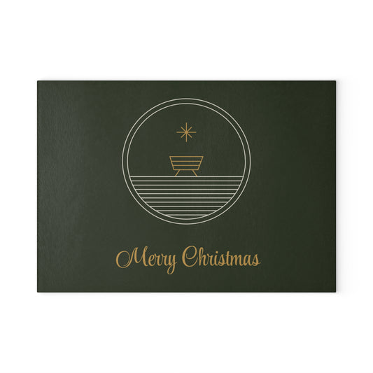 Christmas Nativity Glass Cutting Board — Merry Christmas Holiday Kitchen Decor