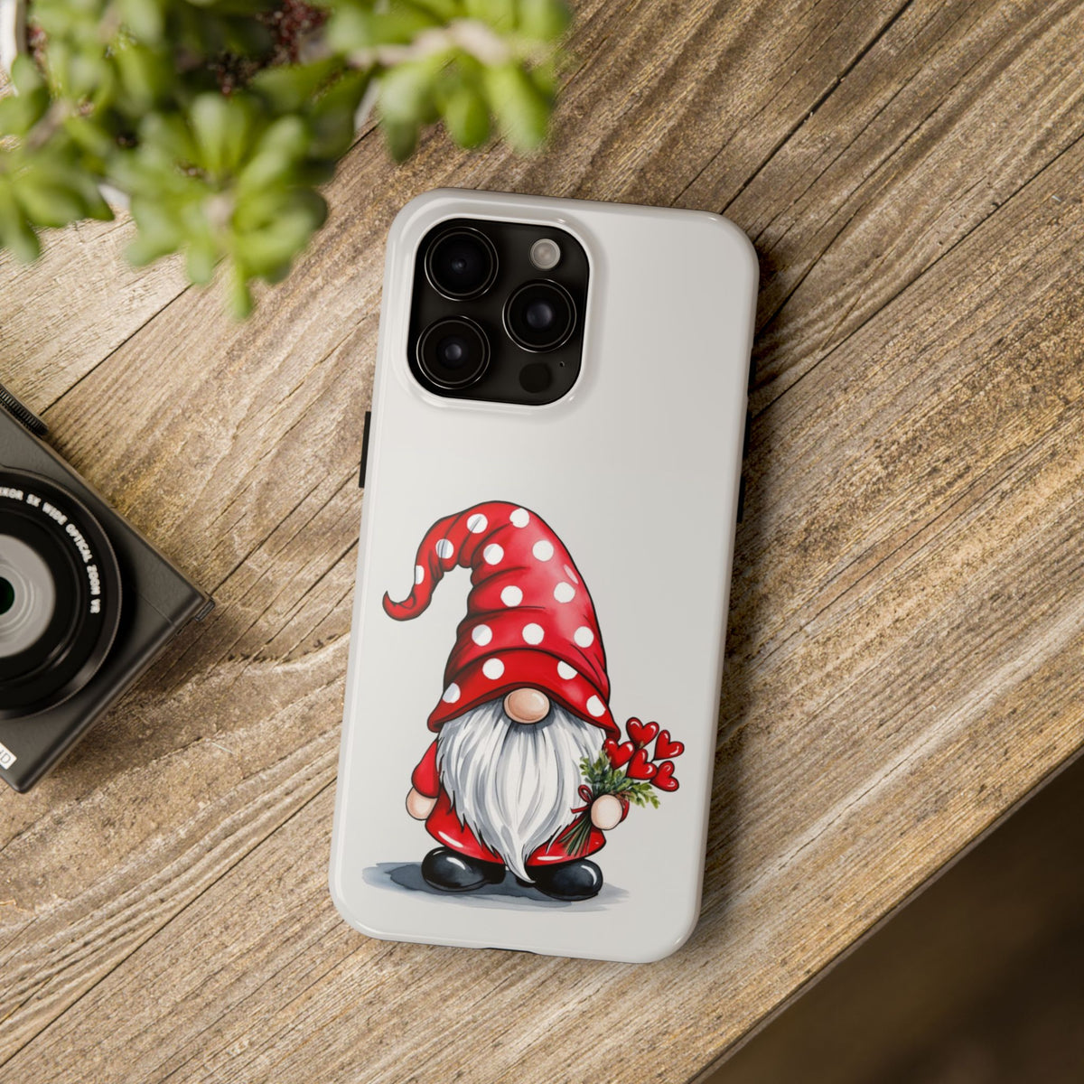 Valentine Gnome Phone Case — Cute Polka Dot Red Gnome Protective Case
