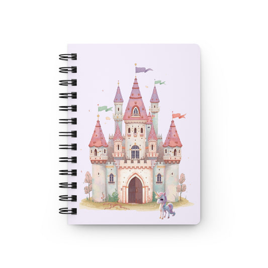 Fairy Tale Castle Journal — Spiral Notebook with Pastel Princess Castle & Unicorn