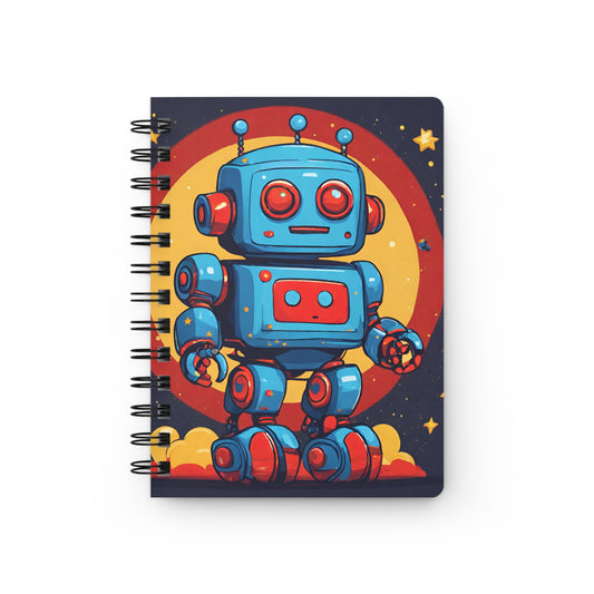 Retro Robot Spiral Journal — Cute Blue Robot Notebook