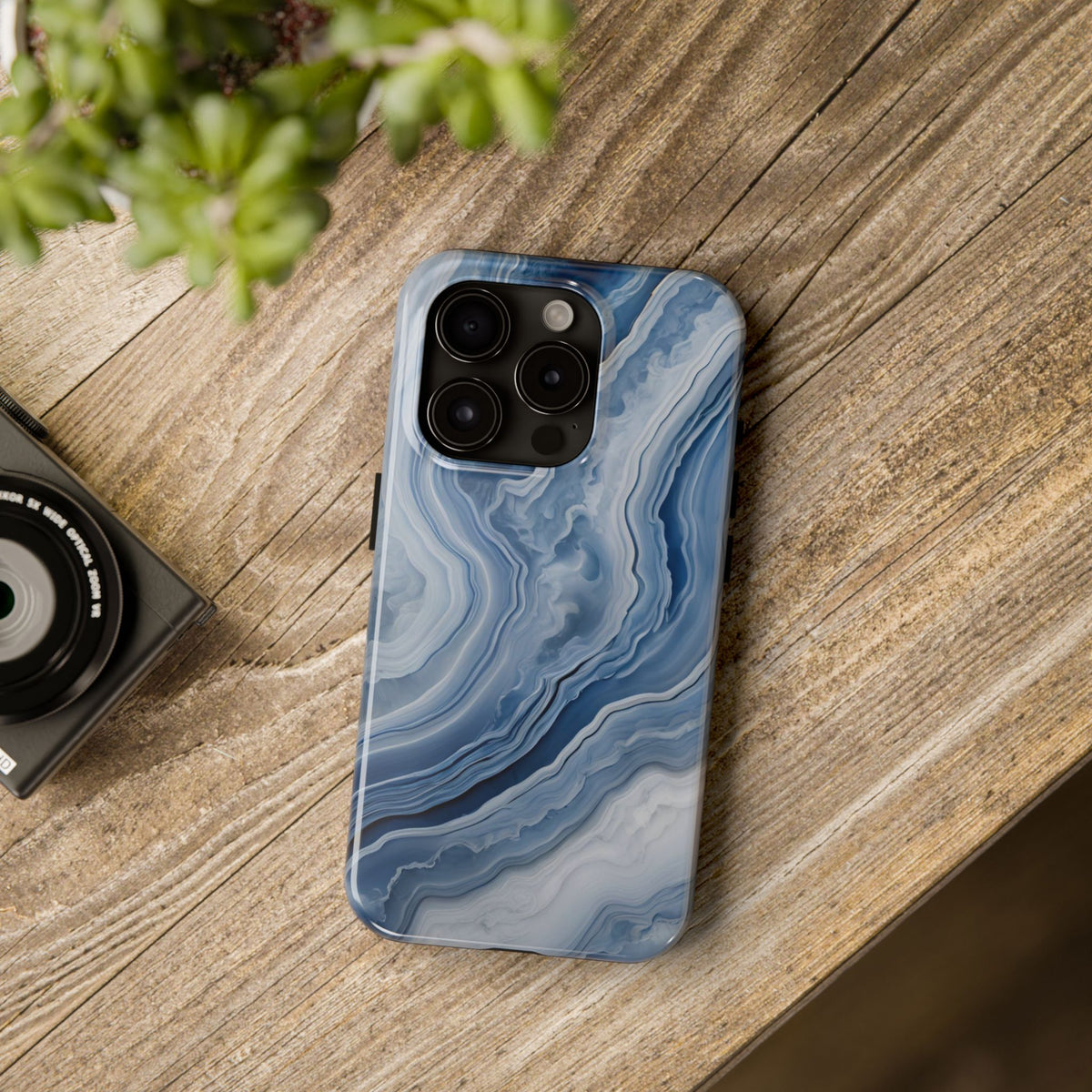 Blue Lace Agate Tough Phone Case — Marble Stone Protective Phone Cover