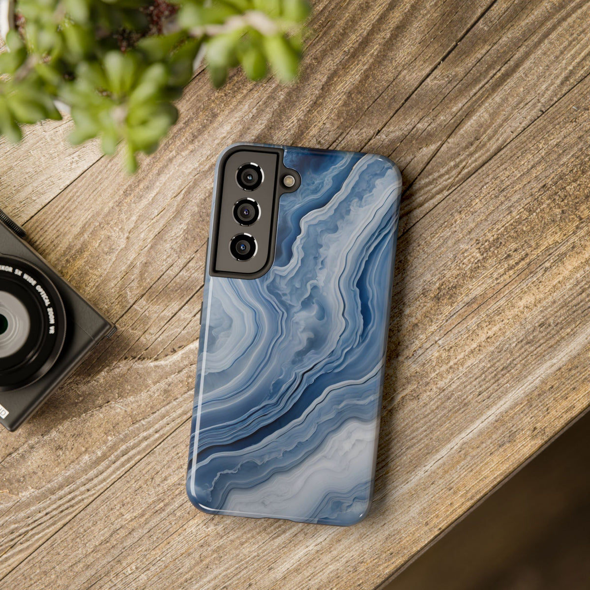 Blue Lace Agate Tough Phone Case — Marble Stone Protective Phone Cover