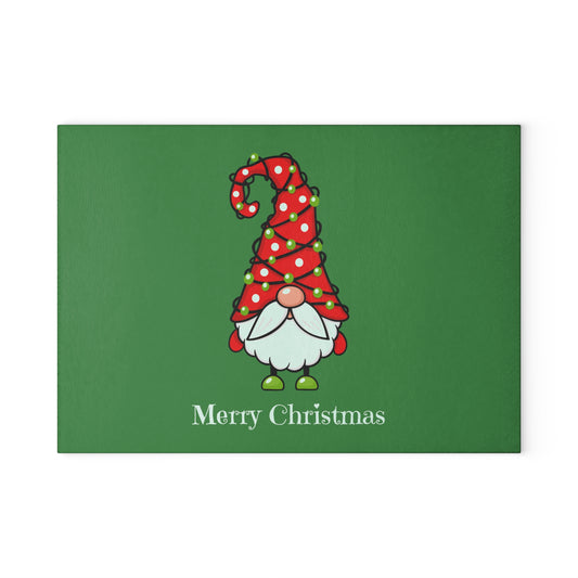 Christmas Gnome Glass Cutting Board – Merry Christmas Holiday Kitchen Decor