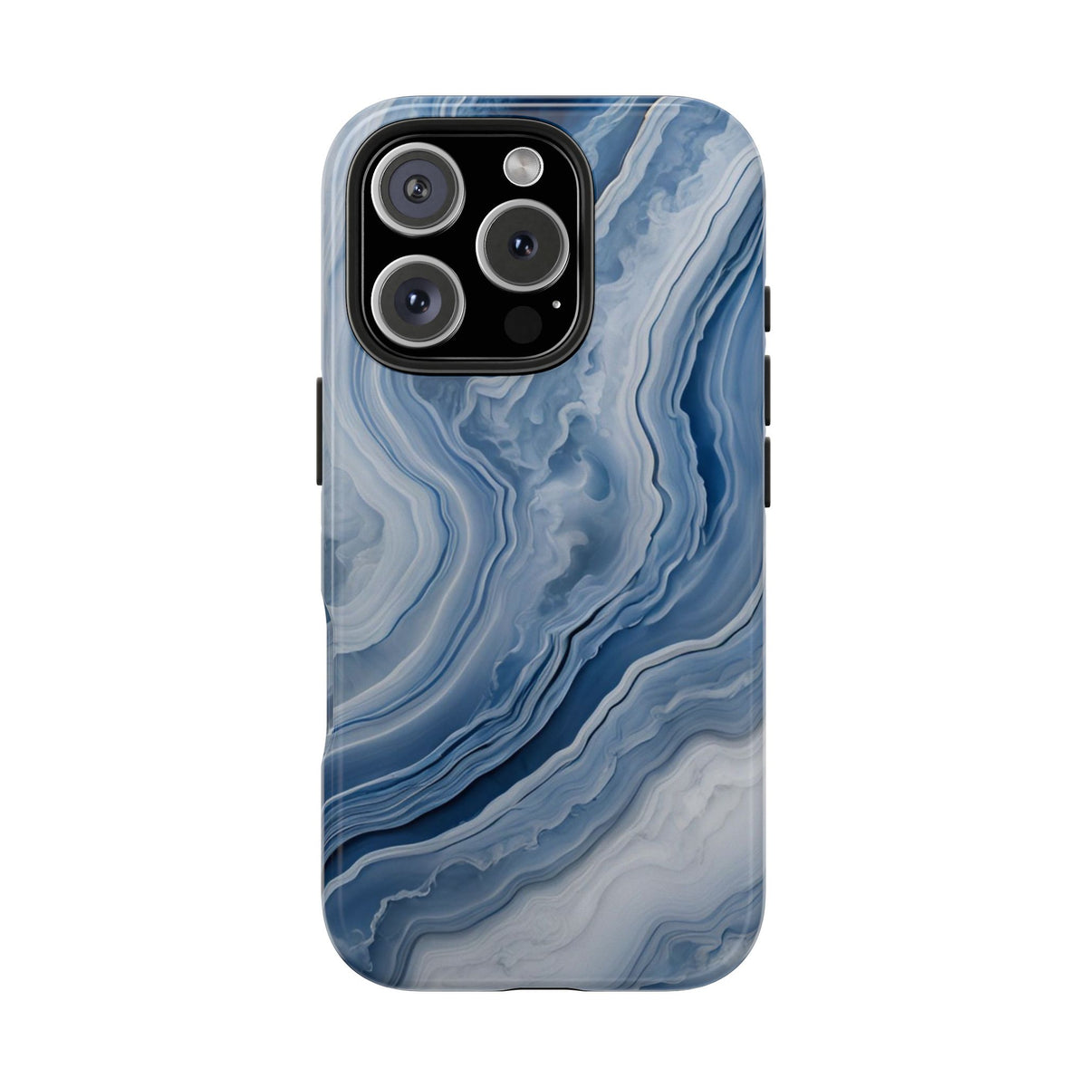 Blue Lace Agate Tough Phone Case — Marble Stone Protective Phone Cover