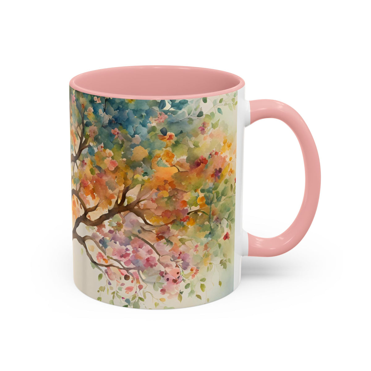 Watercolor Tree Accent Coffee Mug — Colorful Nature Art 11/15oz