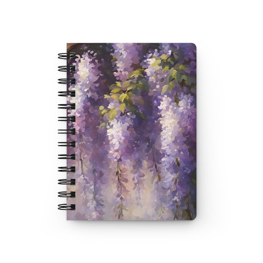 Wisteria Blossoms Spiral Journal — Floral Notebook for Writing, Sketching & Gifts