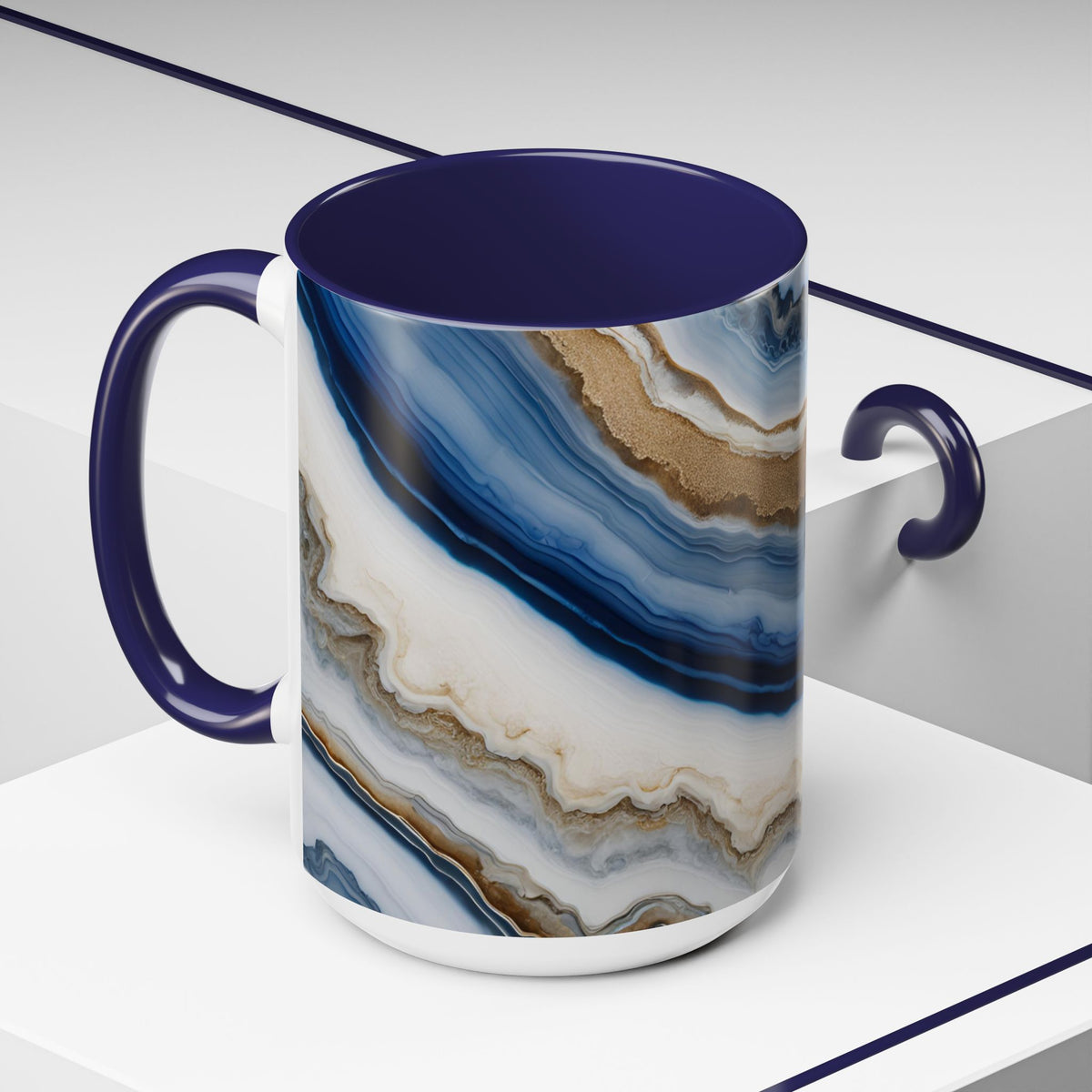 Blue Agate Accent Coffee Mug — Marble Stone Pattern 11/15oz