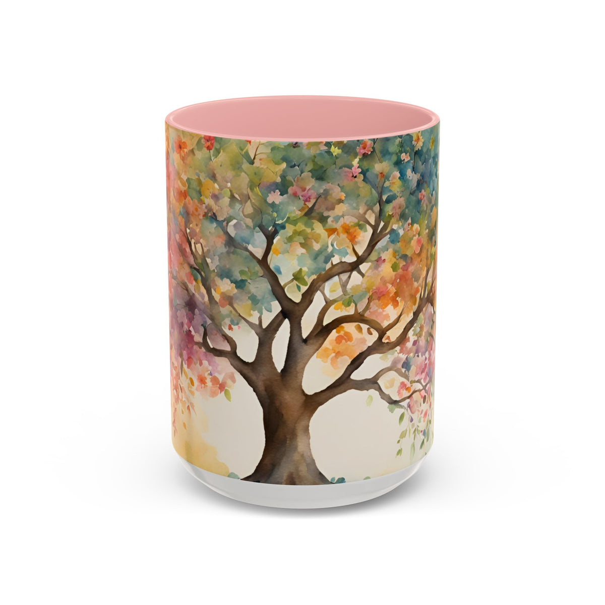 Watercolor Tree Accent Coffee Mug — Colorful Nature Art 11/15oz