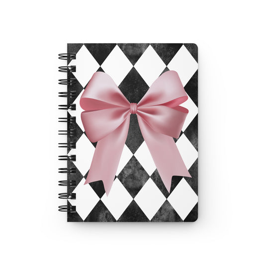 Preppyt Pink Bow Argyle Spiral Journal