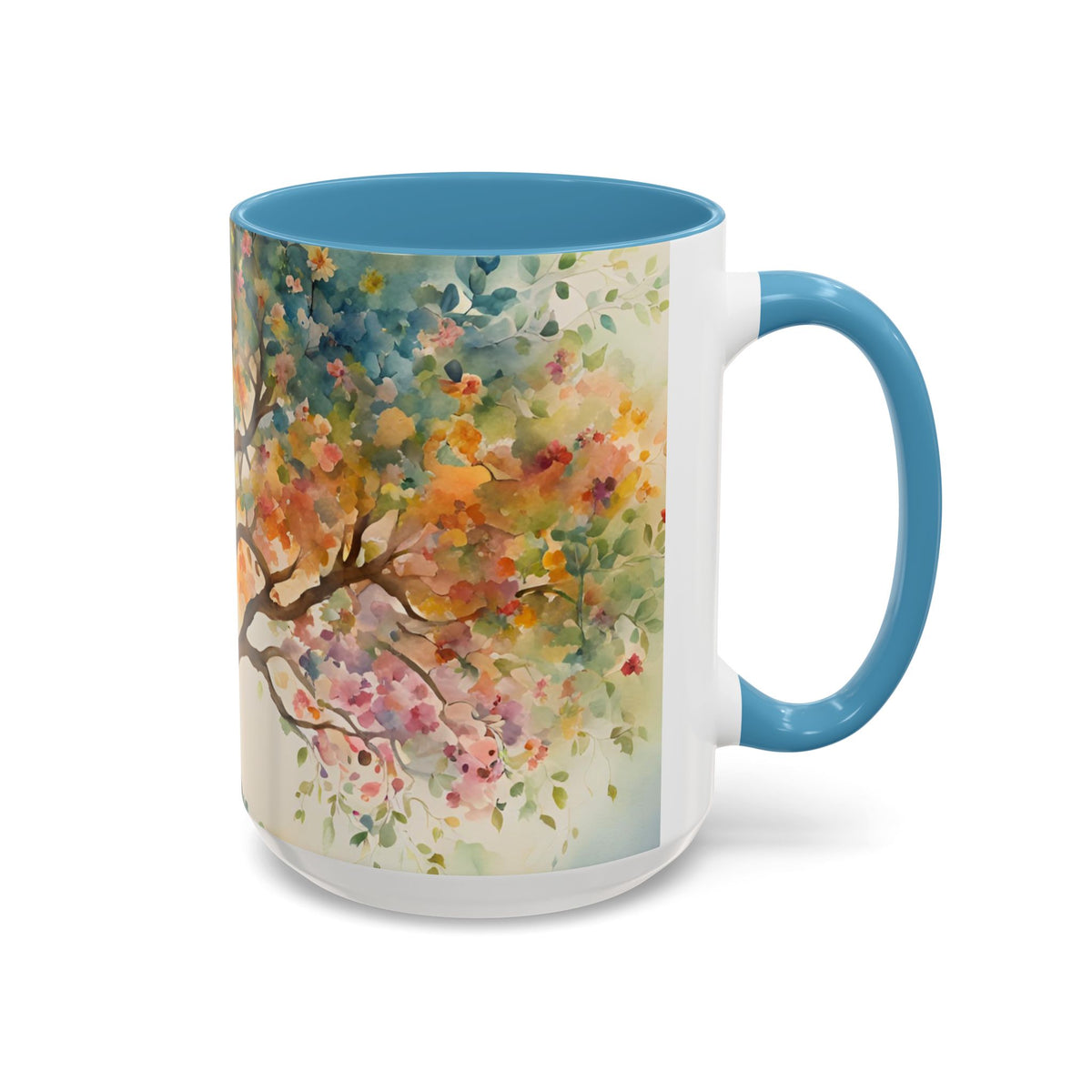 Watercolor Tree Accent Coffee Mug — Colorful Nature Art 11/15oz