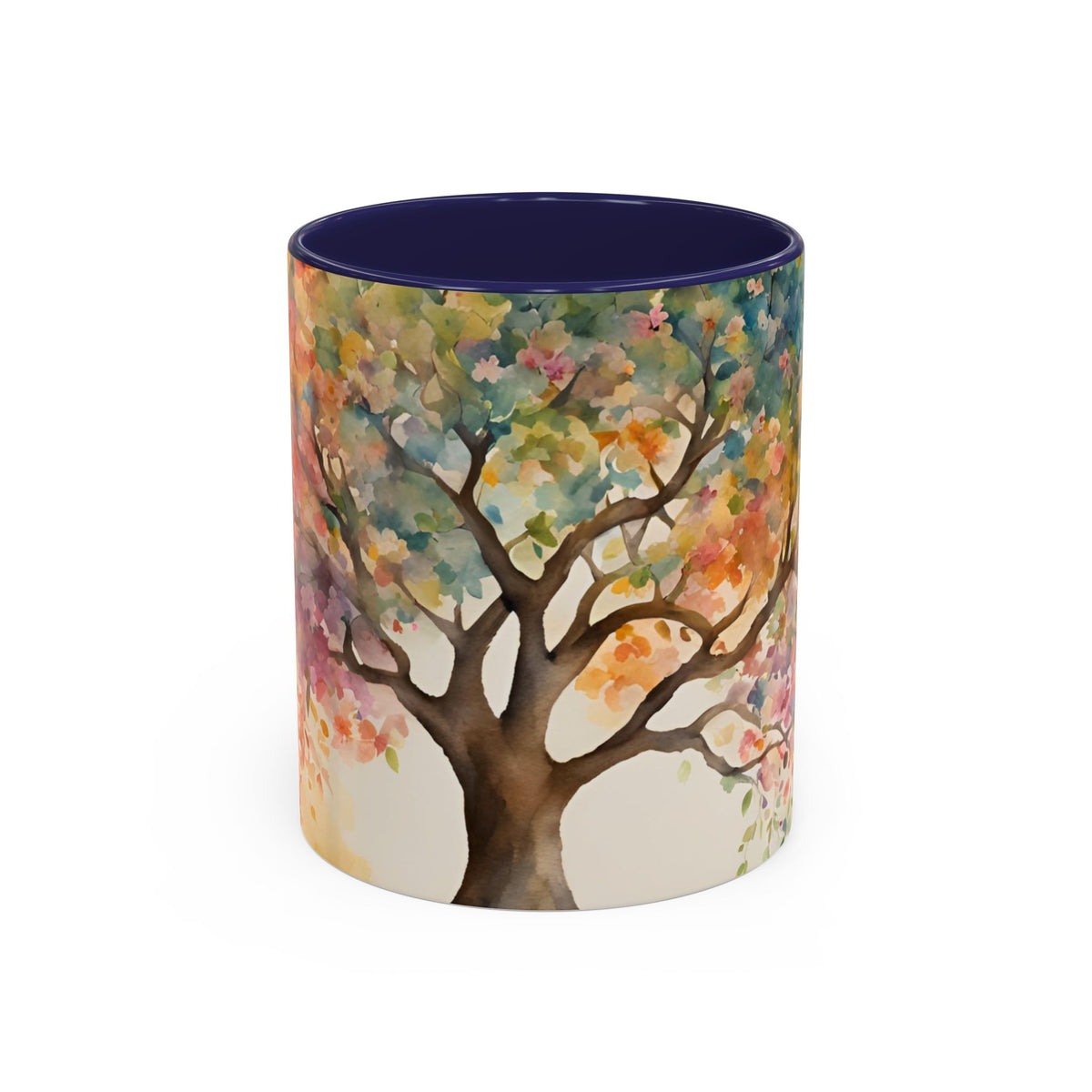 Watercolor Tree Accent Coffee Mug — Colorful Nature Art 11/15oz