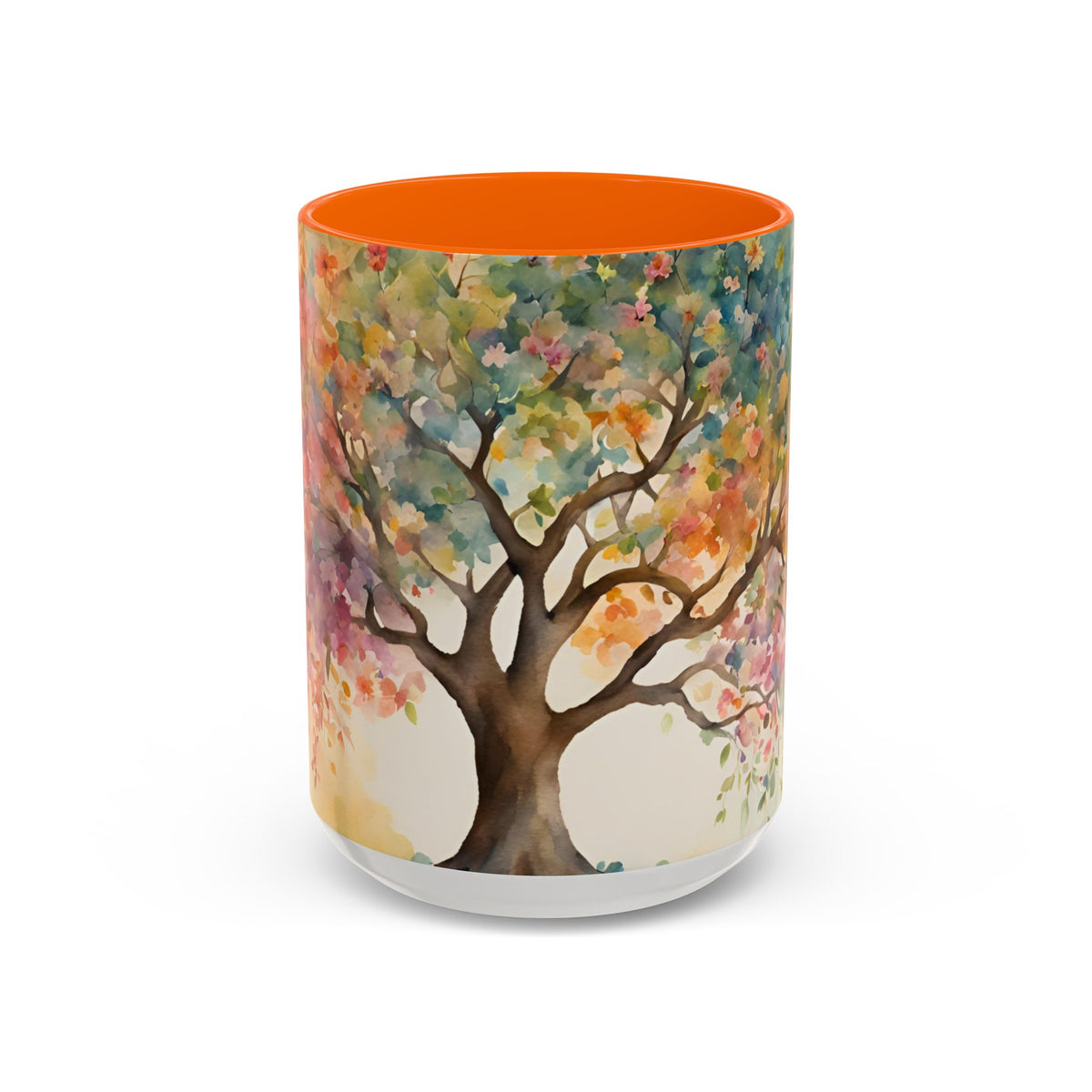 Watercolor Tree Accent Coffee Mug — Colorful Nature Art 11/15oz