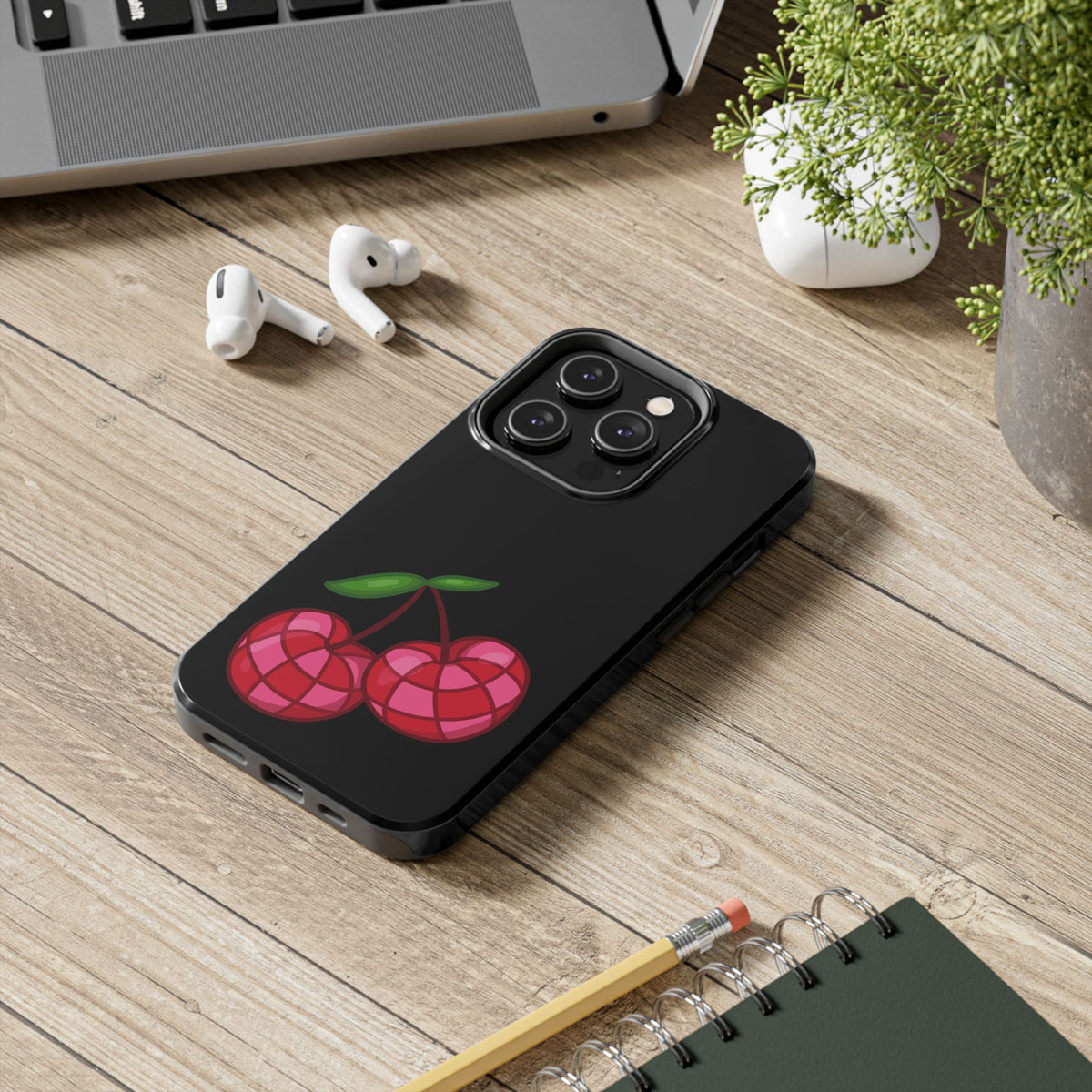 Cherries Tough Phone Case — Mosaic Cherries Design