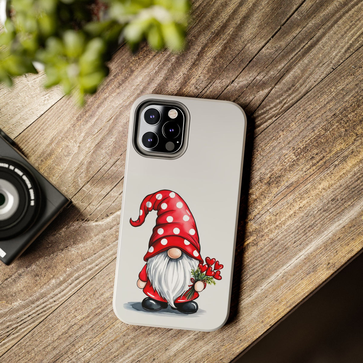 Valentine Gnome Phone Case — Cute Polka Dot Red Gnome Protective Case