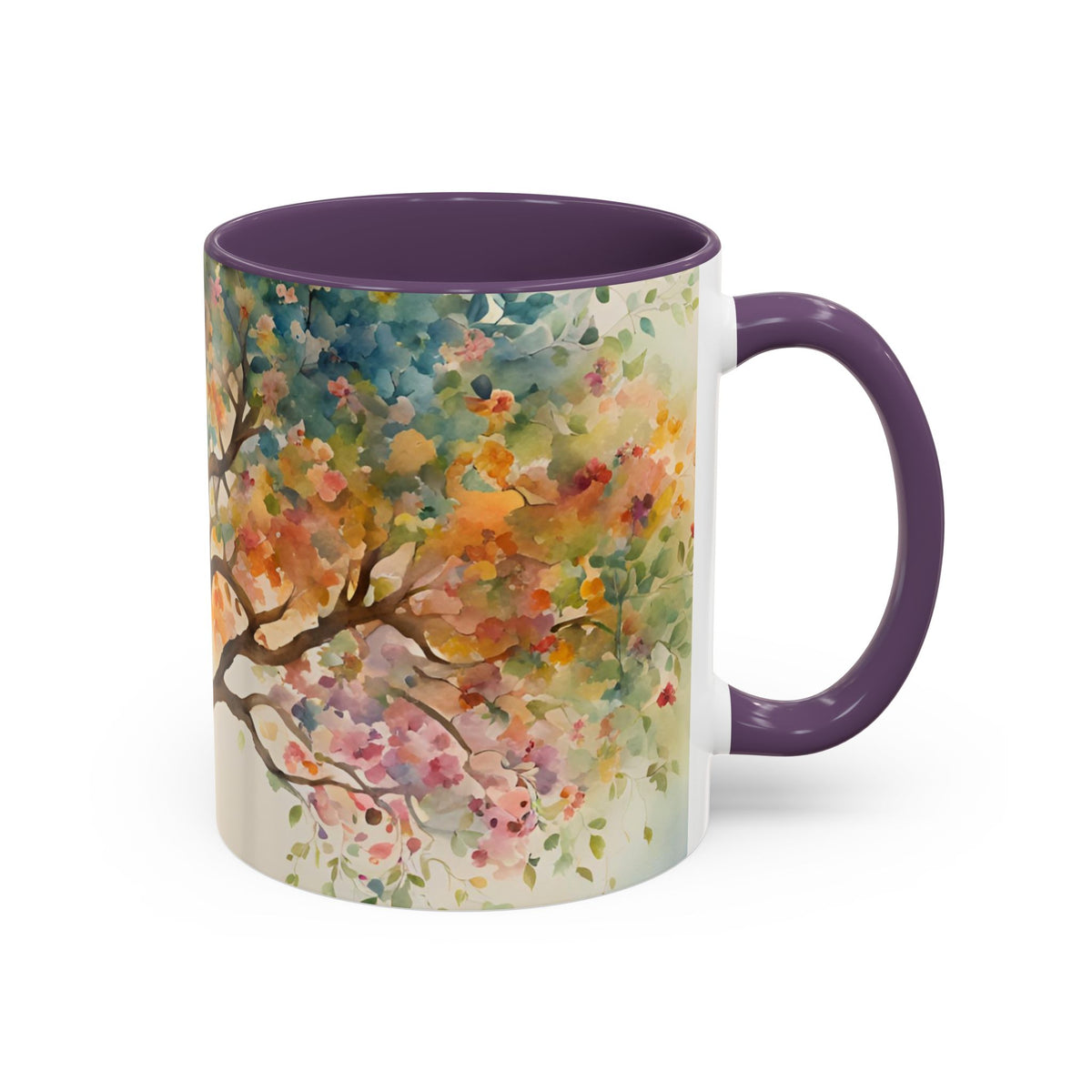 Watercolor Tree Accent Coffee Mug — Colorful Nature Art 11/15oz