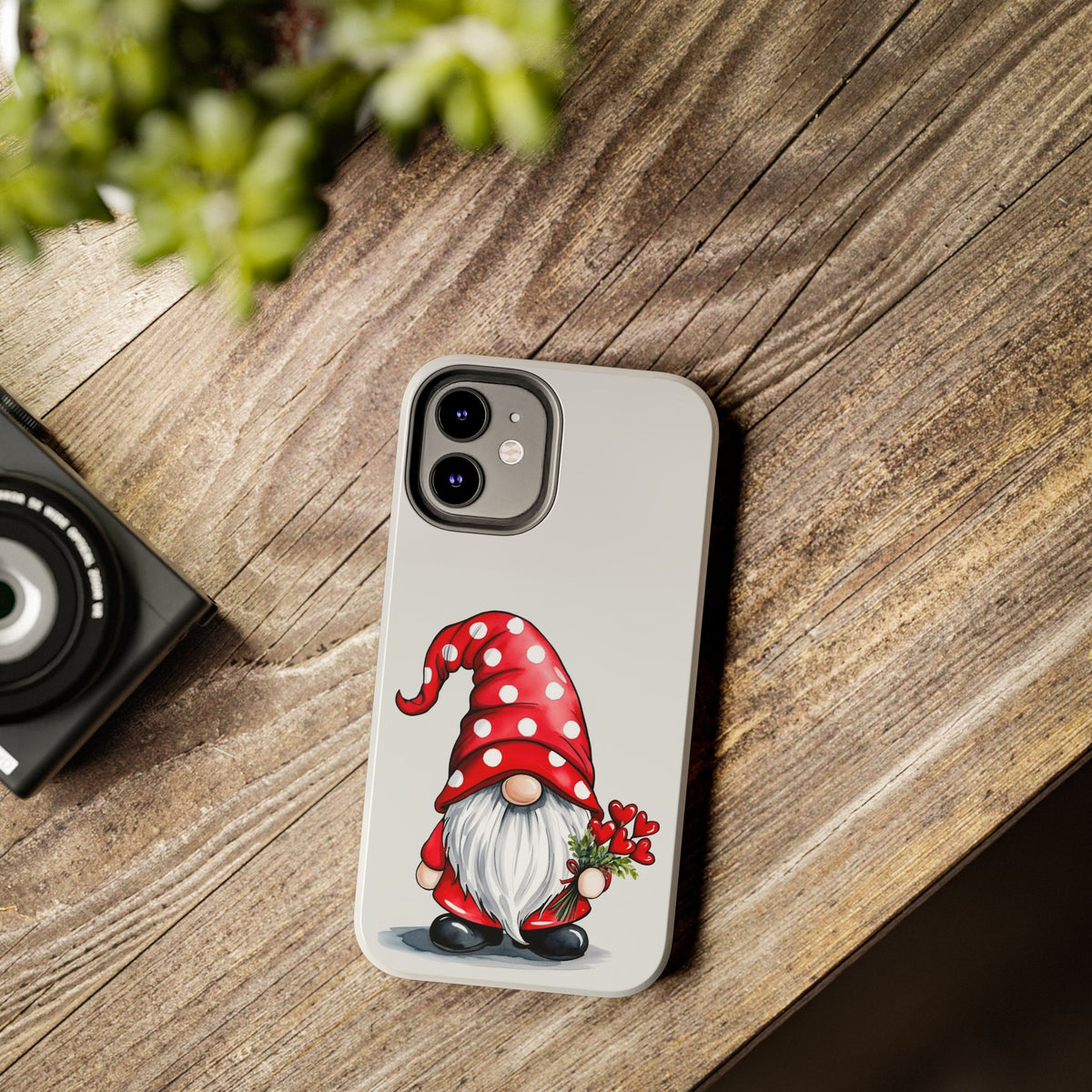 Valentine Gnome Phone Case — Cute Polka Dot Red Gnome Protective Case