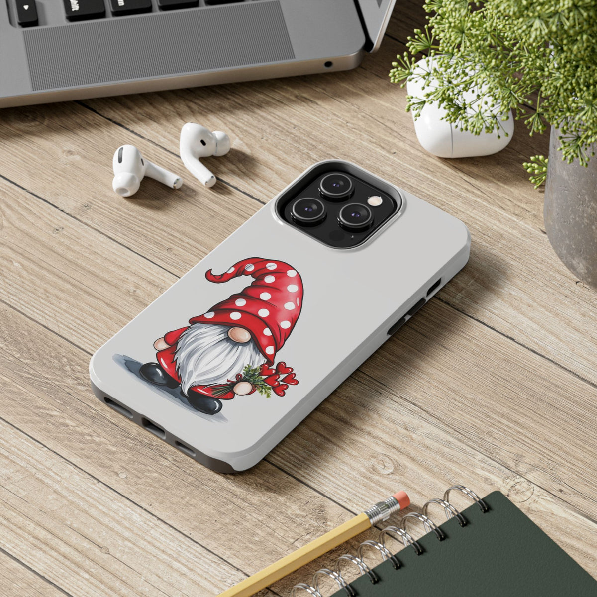 Valentine Gnome Phone Case — Cute Polka Dot Red Gnome Protective Case