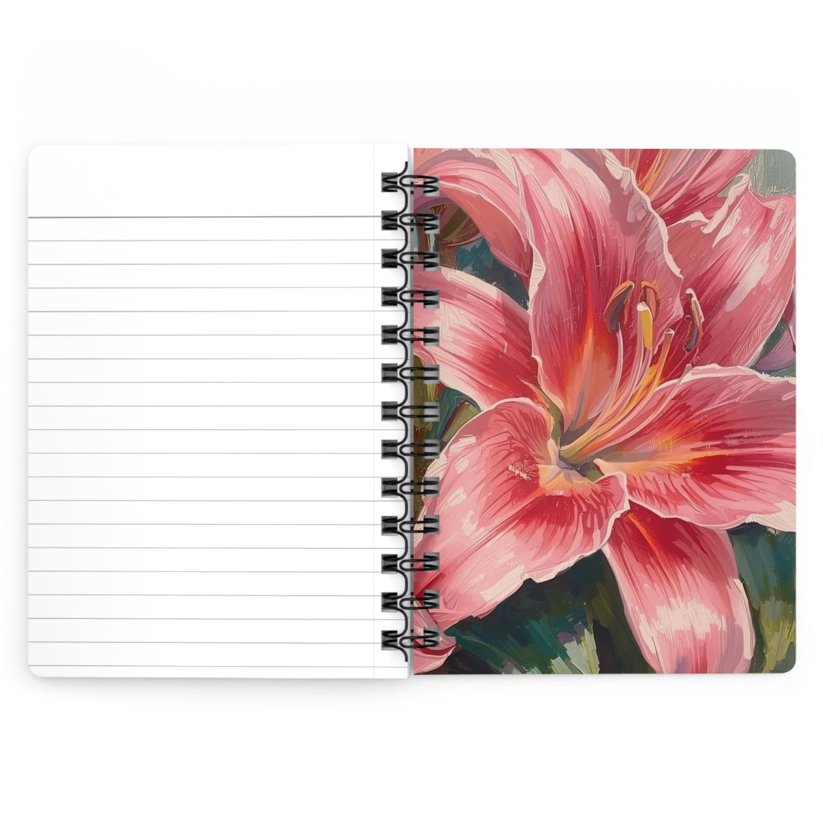 Pink Lily Floral Spiral Bound Journal