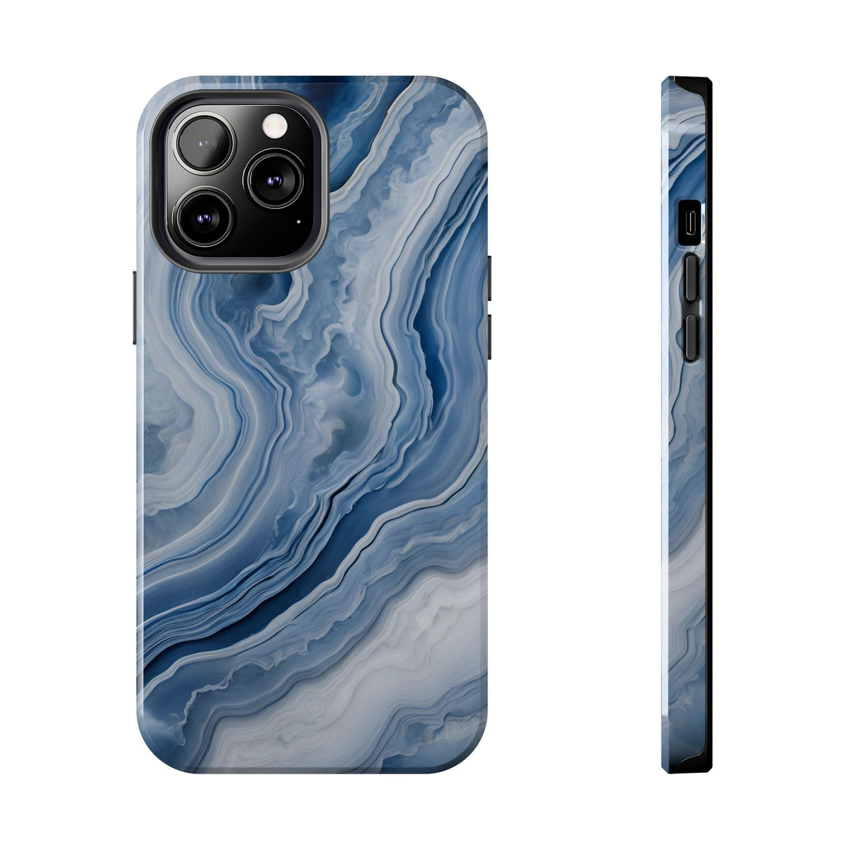 Blue Lace Agate Tough Phone Case — Marble Stone Protective Phone Cover