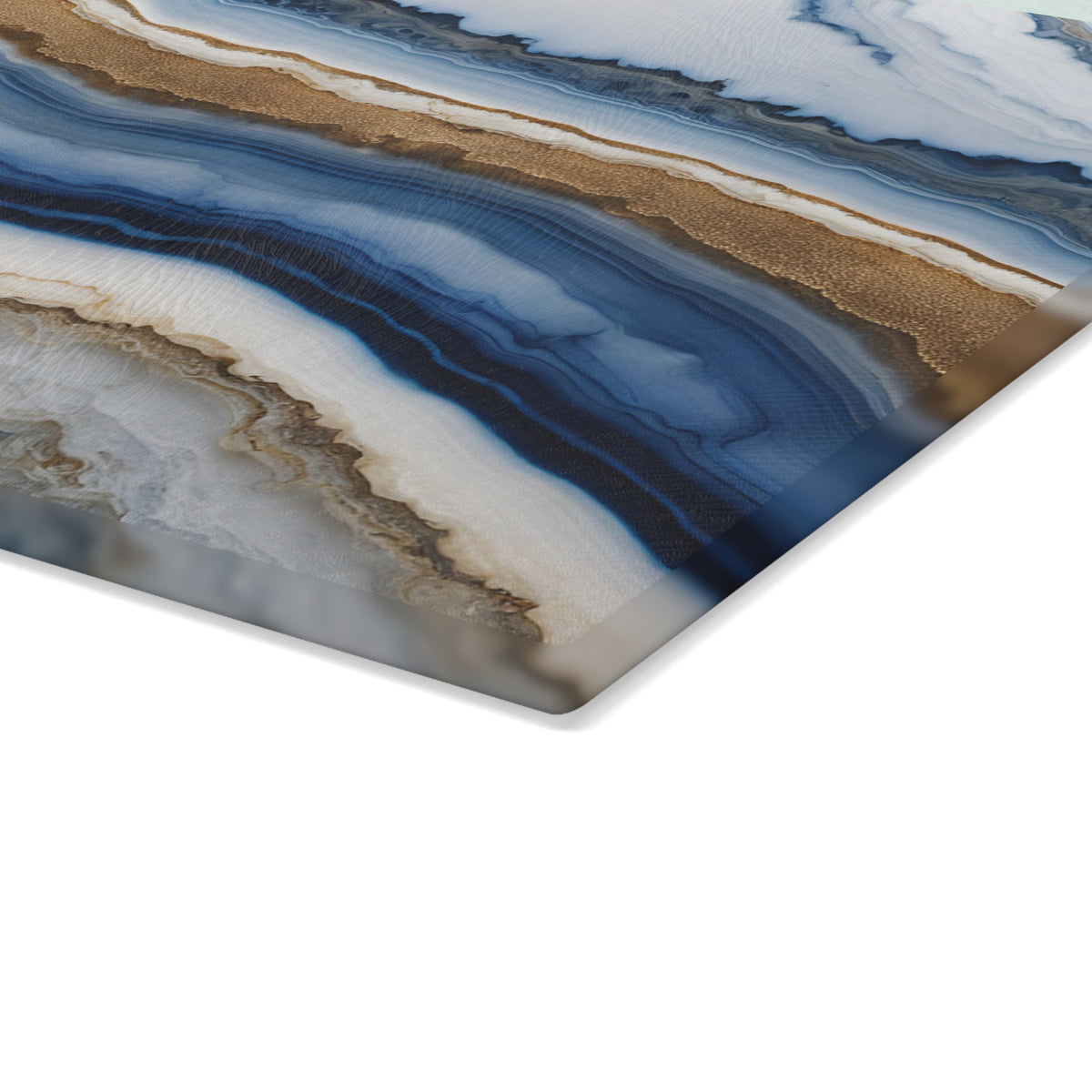 Glass Cutting Board - Blue & Gold Agate Pattern Decorative Chopping Board