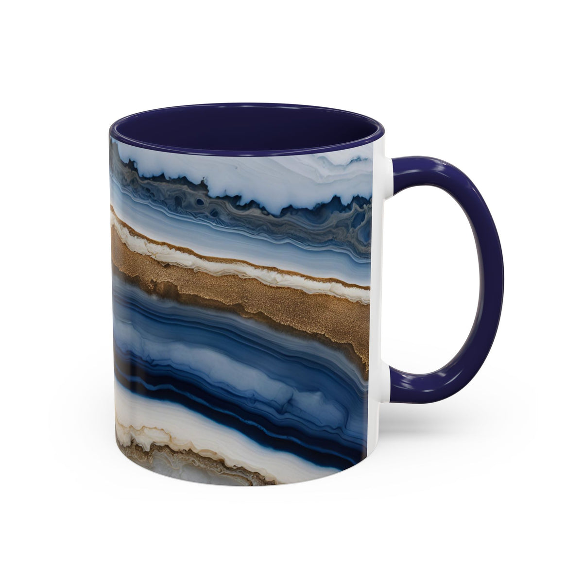 Blue Agate Accent Coffee Mug — Marble Stone Pattern 11/15oz