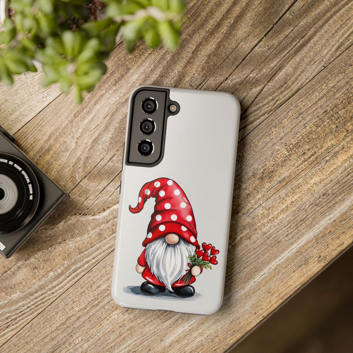 Valentine Gnome Phone Case — Cute Polka Dot Red Gnome Protective Case