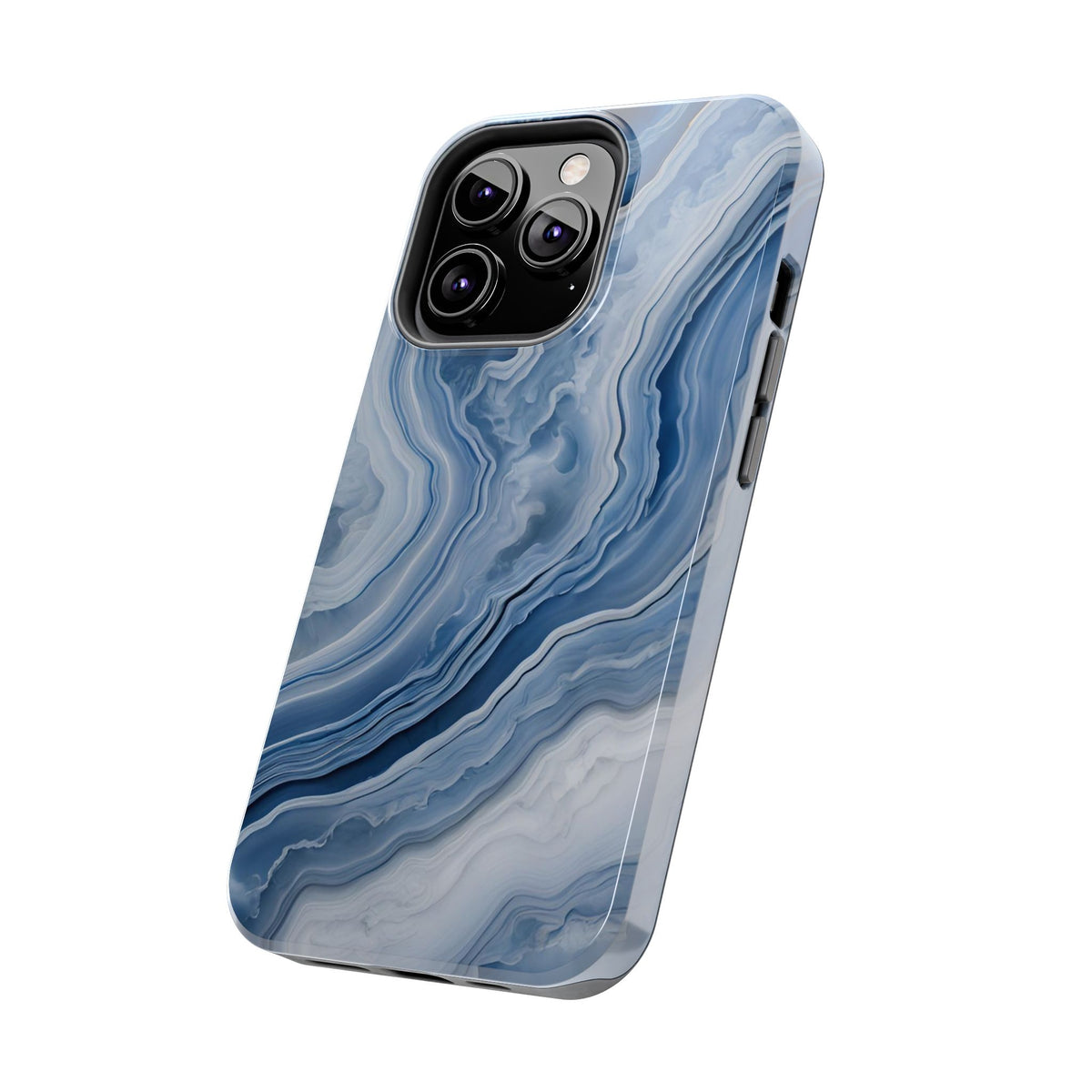 Blue Lace Agate Tough Phone Case — Marble Stone Protective Phone Cover