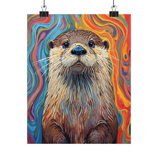Colorful Otter Art Poster — Matte Vertical Animal Wall Print