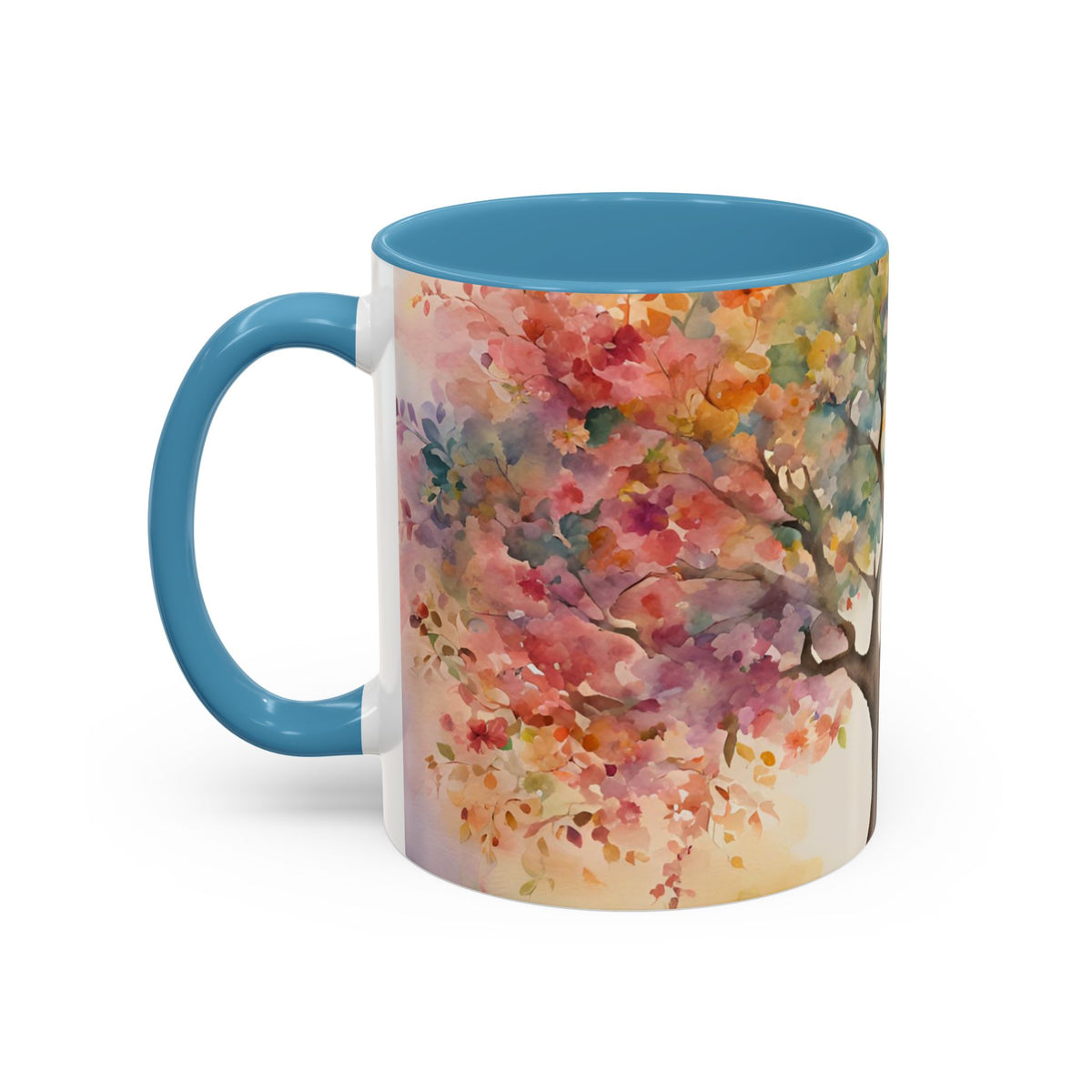 Watercolor Tree Accent Coffee Mug — Colorful Nature Art 11/15oz
