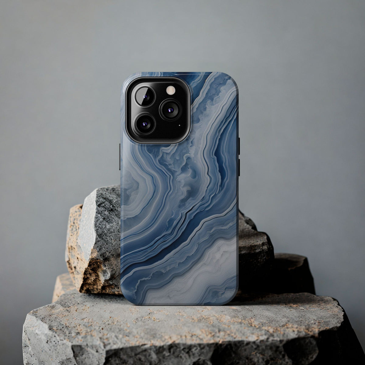 Blue Lace Agate Tough Phone Case — Marble Stone Protective Phone Cover