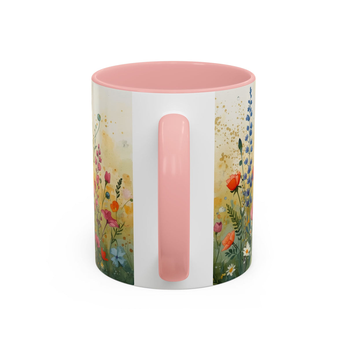 Floral Meadow Accent Coffee Mug — Watercolor Wildflower 11/15oz