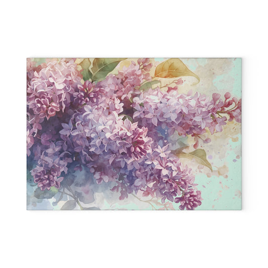 Glass Cutting Board – Watercolor Lilac Floral Kitchen Board