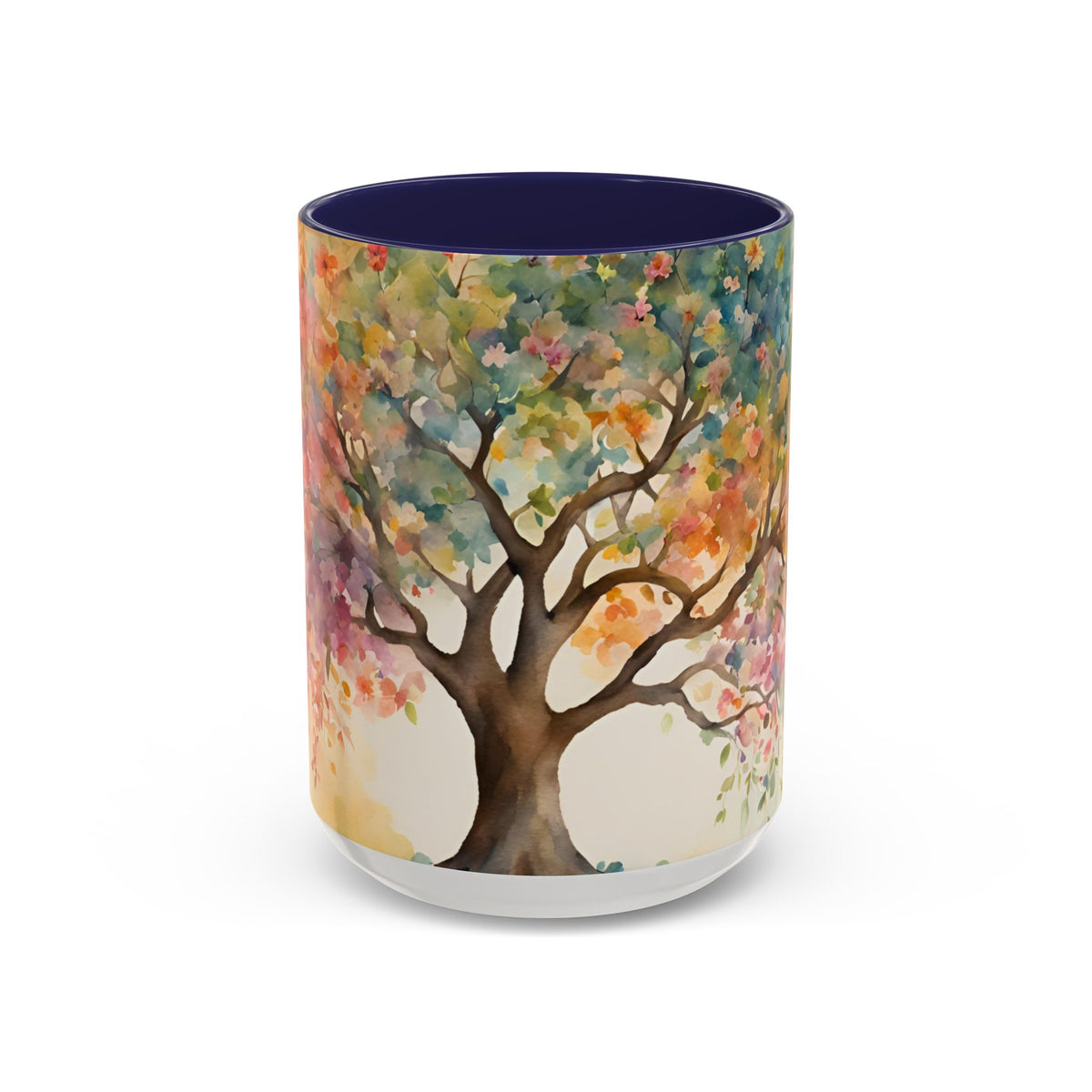 Watercolor Tree Accent Coffee Mug — Colorful Nature Art 11/15oz
