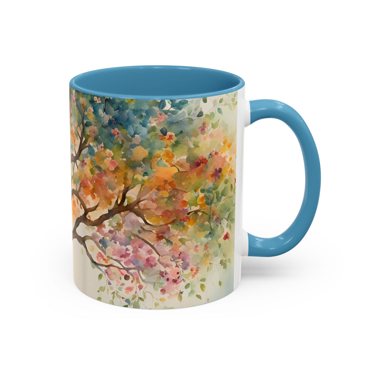 Watercolor Tree Accent Coffee Mug — Colorful Nature Art 11/15oz