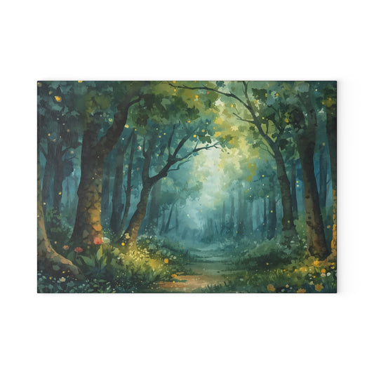 Glass Cutting Board — Enchanted Forest Art Kitchen Glass Cutting Board