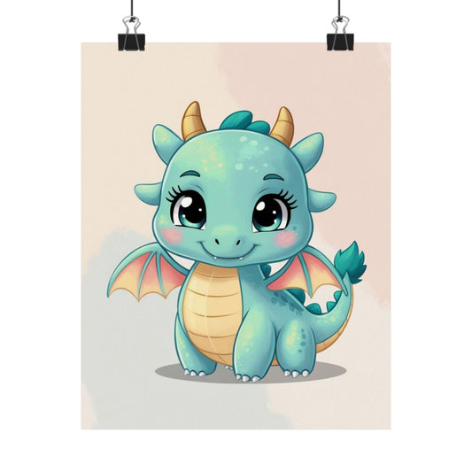 Cute Baby Dragon Poster — Matte Vertical Wall Art for Kids