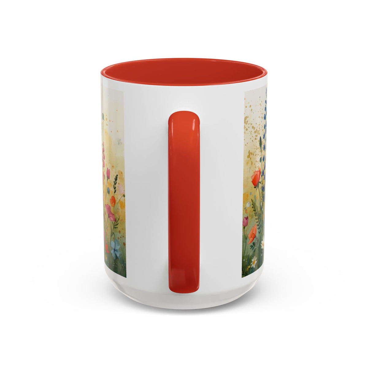 Floral Meadow Accent Coffee Mug — Watercolor Wildflower 11/15oz