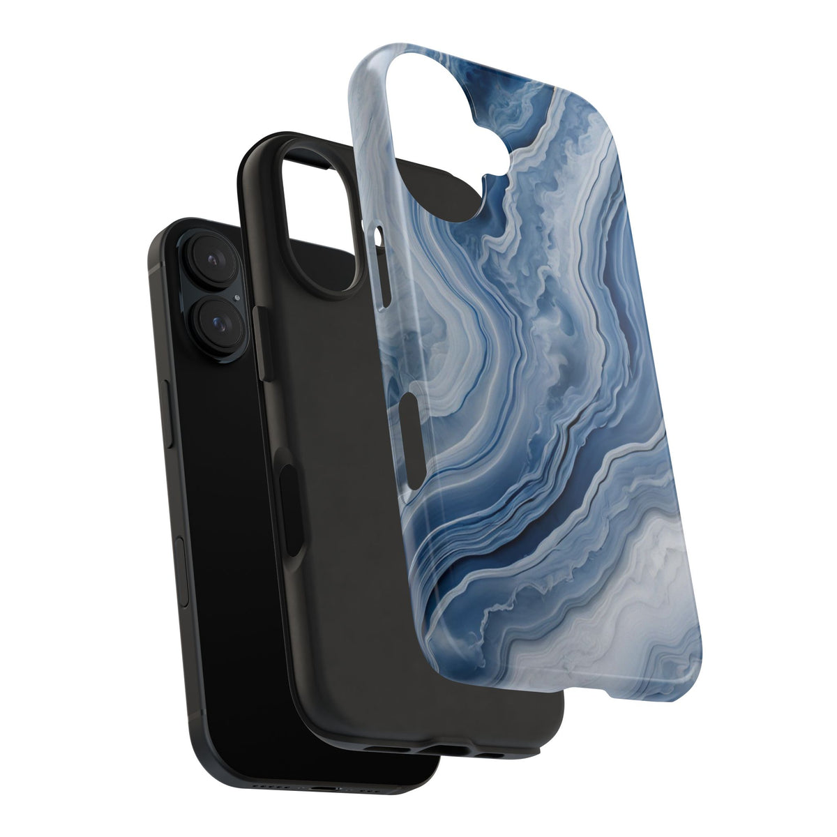Blue Lace Agate Tough Phone Case — Marble Stone Protective Phone Cover