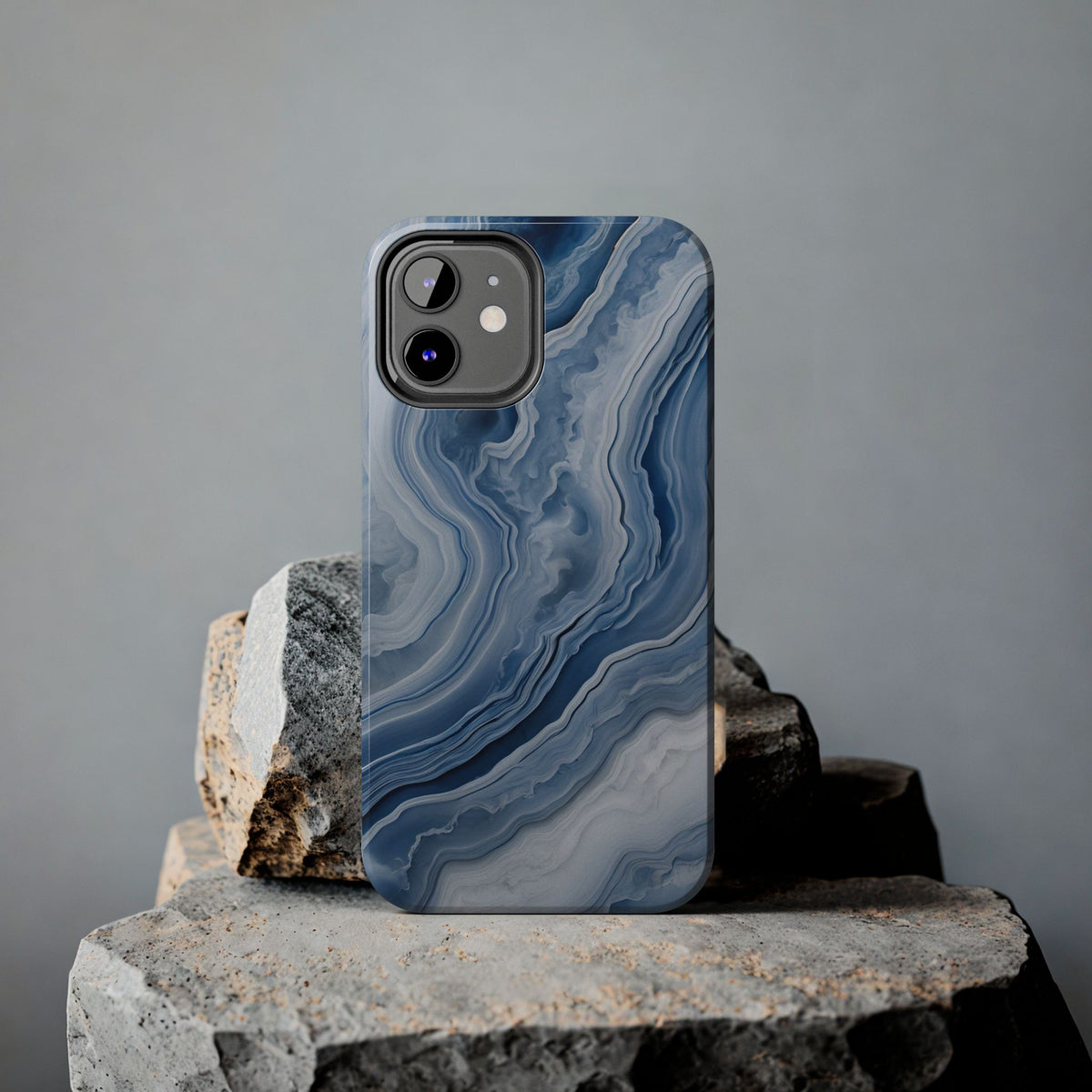 Blue Lace Agate Tough Phone Case — Marble Stone Protective Phone Cover