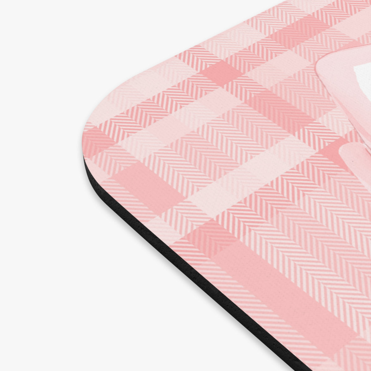 Pink Bow Plaid Mouse Pad — Cute Pastel Desk Accessory