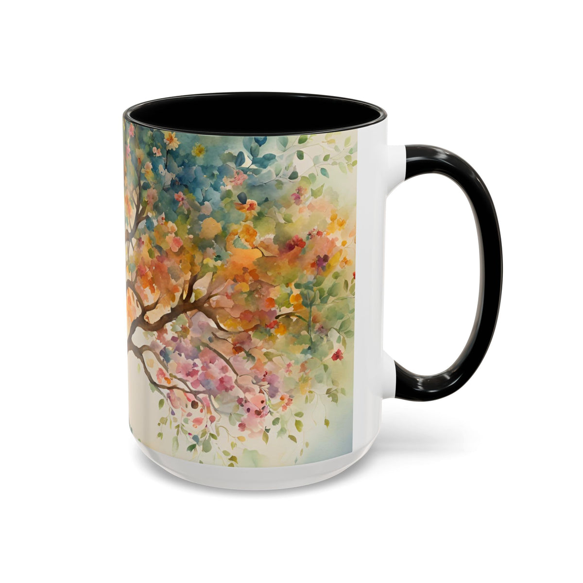 Watercolor Tree Accent Coffee Mug — Colorful Nature Art 11/15oz