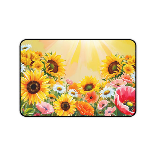 Sunflower Meadow Desk Mat — Bright Floral Desk Pad for Home Office & Gifts